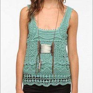 Pins & Needles Green Crochet Top